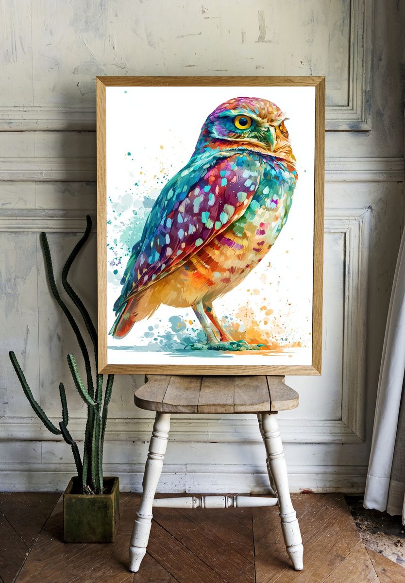 Colorful Owl Illustration Poster. room preview