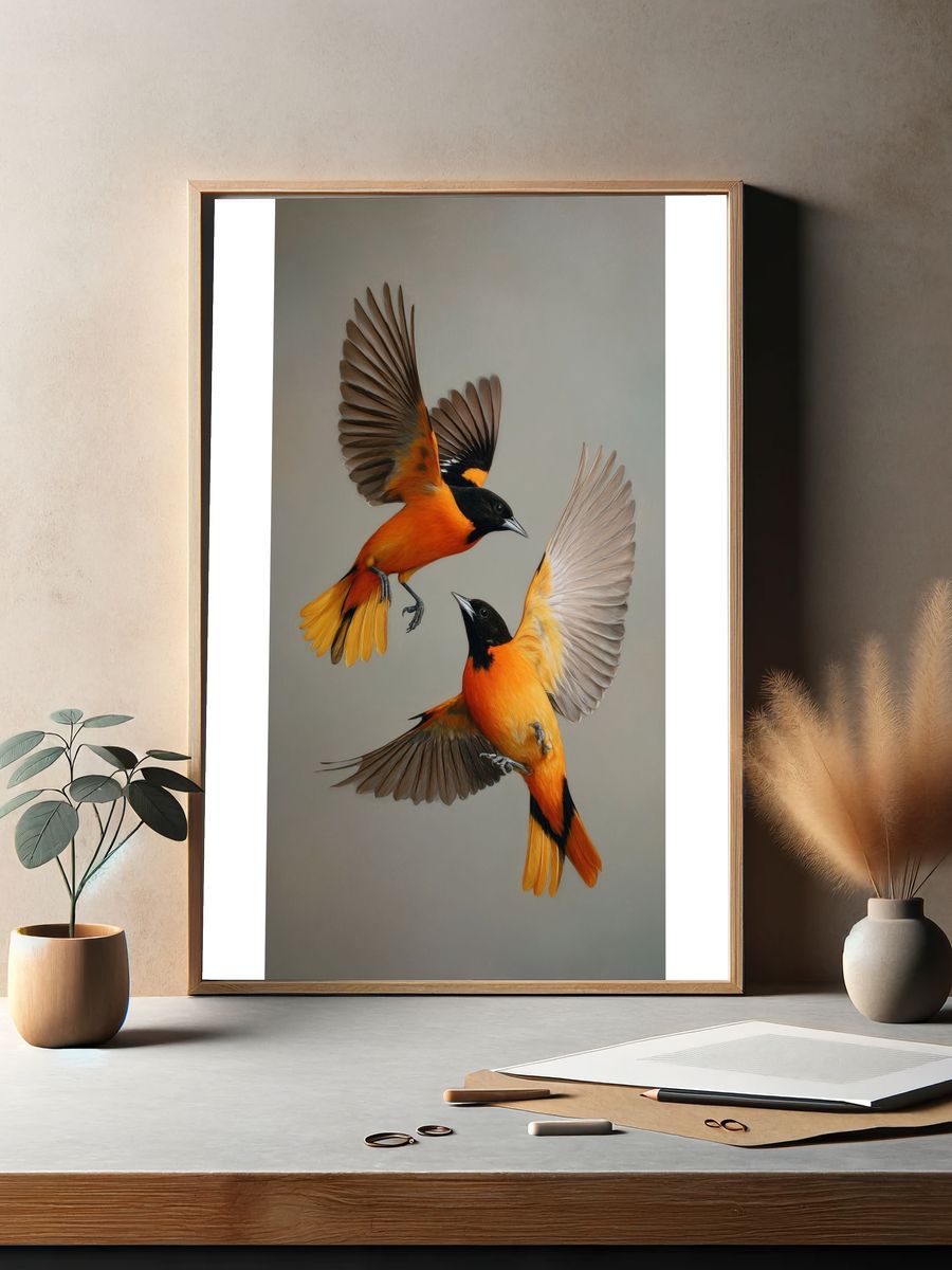Orioles in Flight Illustration Poster. — room view 2