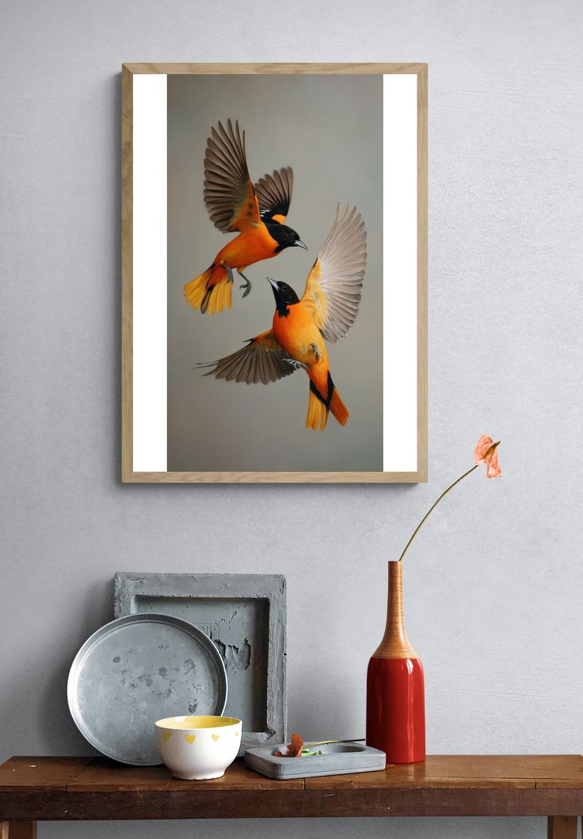 Orioles in Flight Illustration Poster. — room view 3