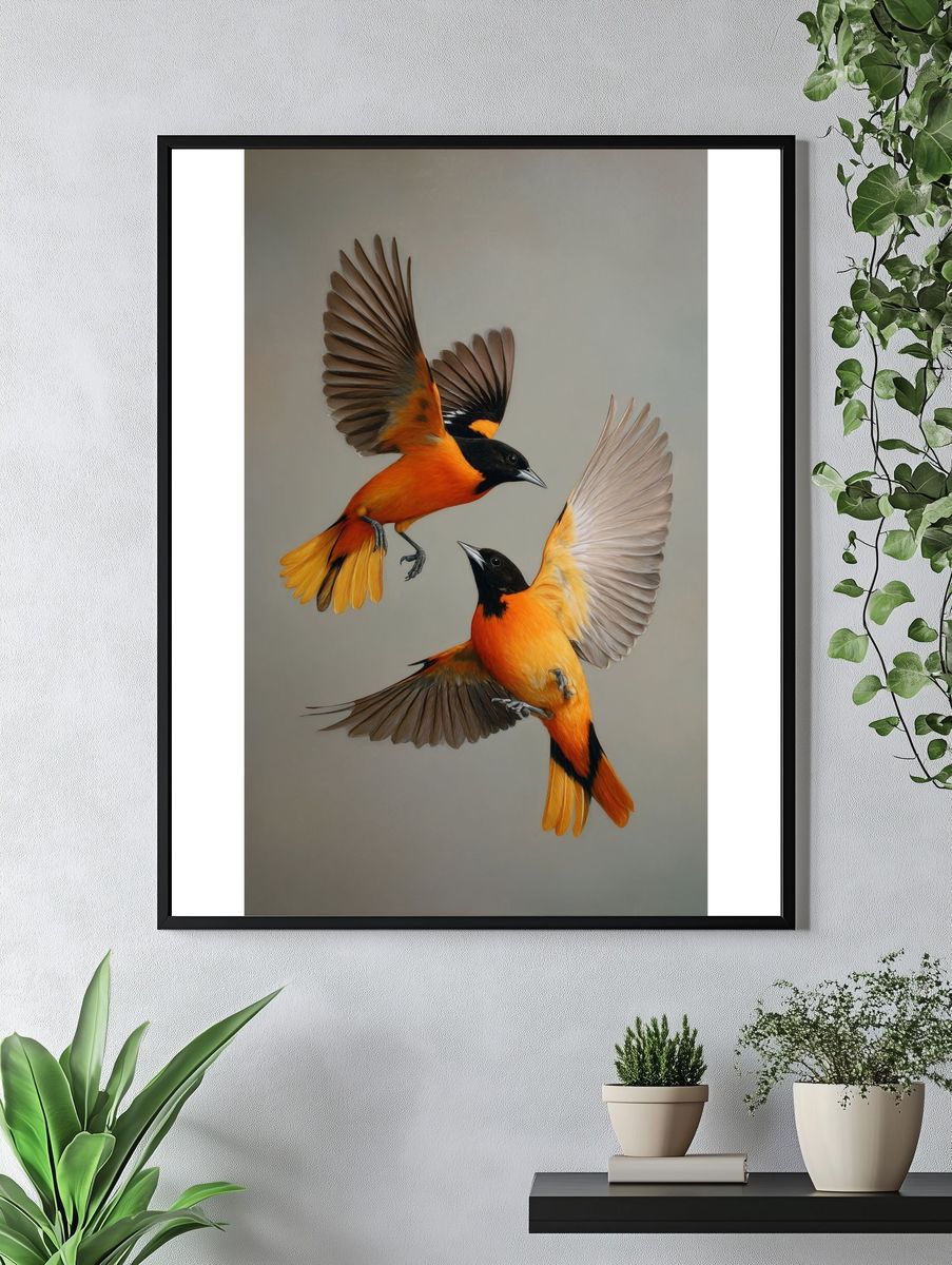 Orioles in Flight Illustration Poster. — room view 4
