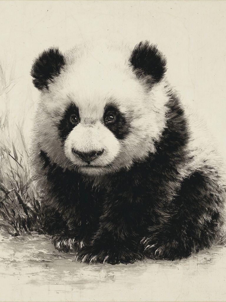 Panda Ink Wash Poster. poster — animals art