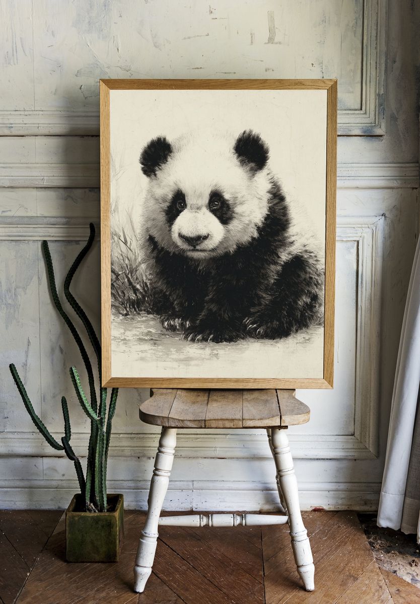 Panda Ink Wash Poster. — room view 1