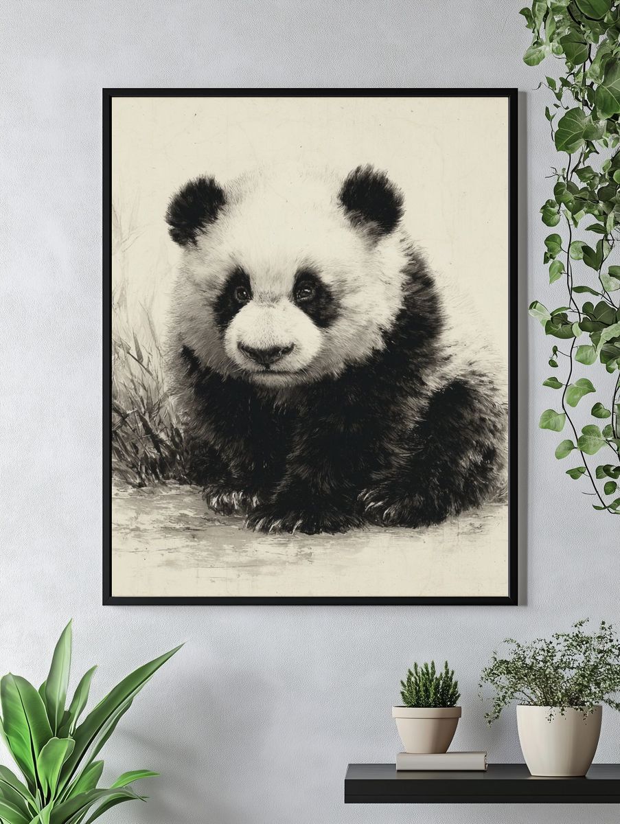 Panda Ink Wash Poster. — room view 4