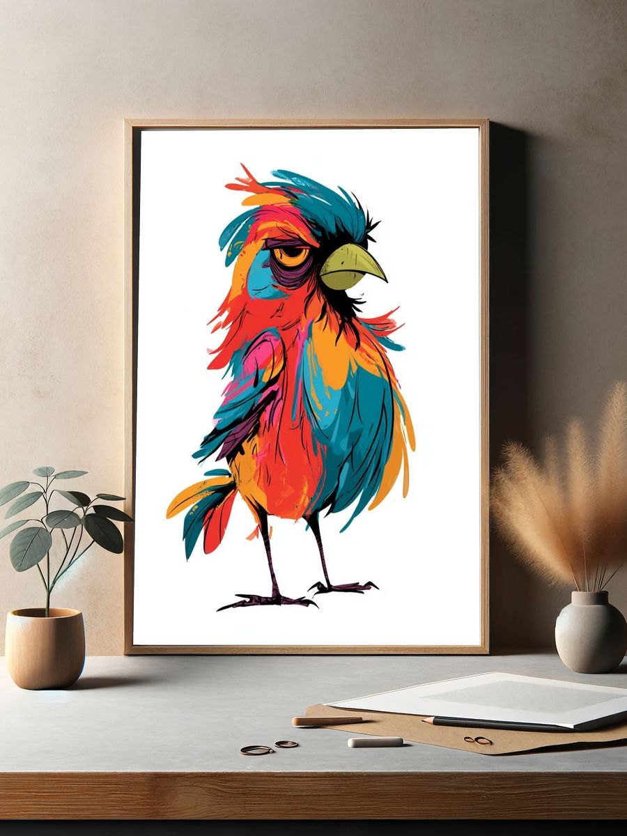 Colorful Bird Illustration Poster. — room view 2