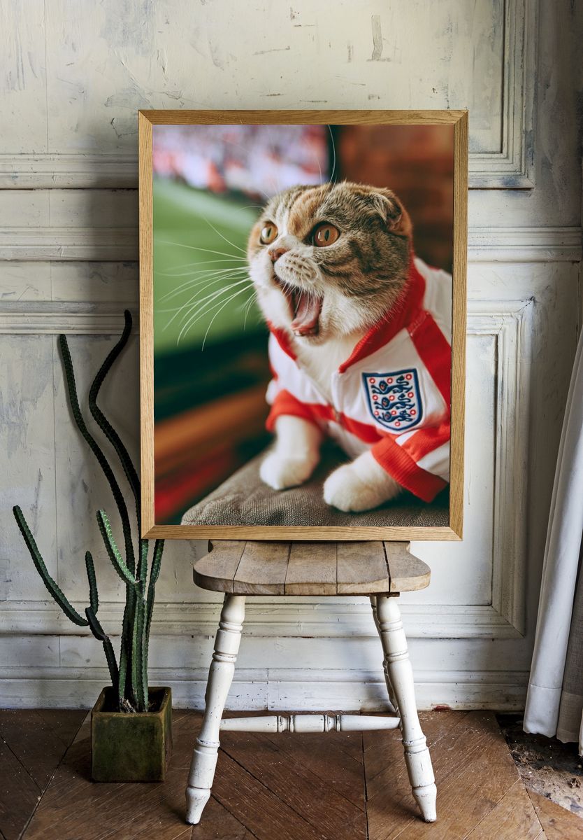 England Fan Cat Photography Poster. — room view 1