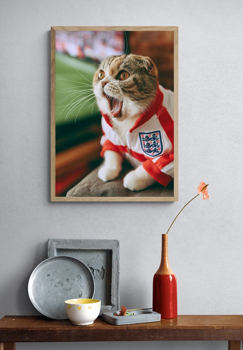 England Fan Cat Photography Poster. — room view 3