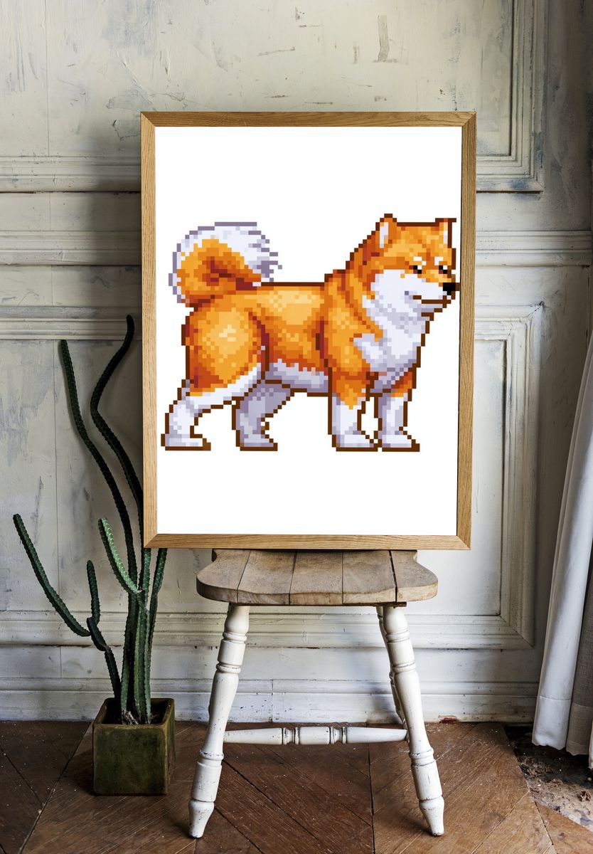 Shiba Inu Pixel Art Poster. room preview