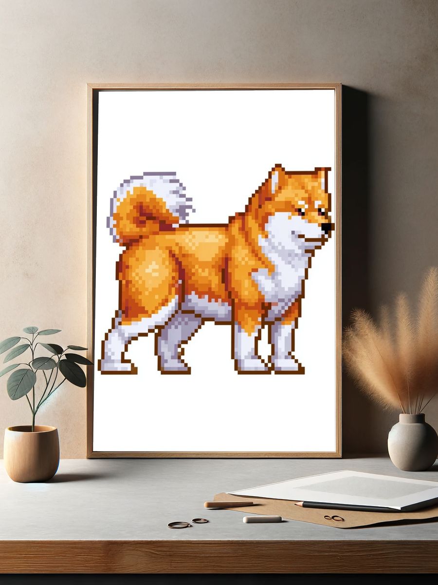 Shiba Inu Pixel Art Poster. — room view 2