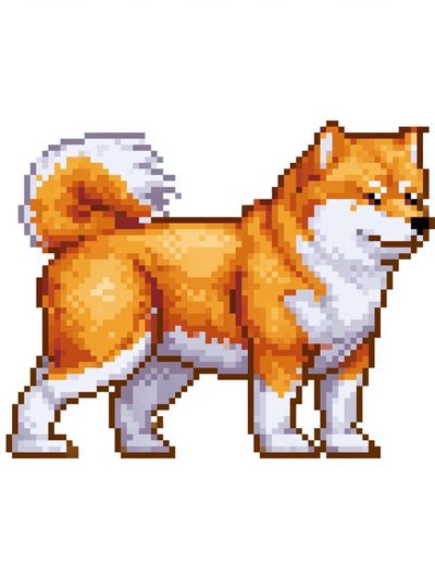 Shiba Inu Pixel Art Poster.