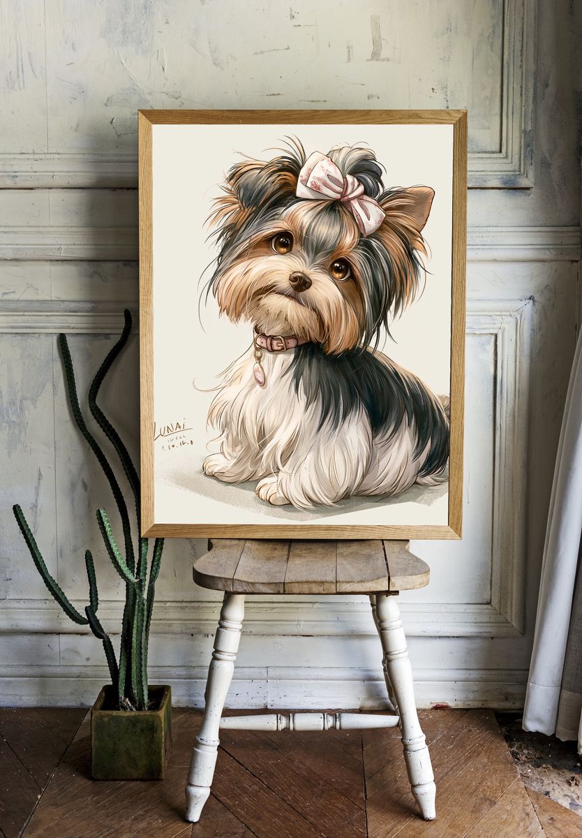 Yorkshire Terrier Portrait Print. room preview