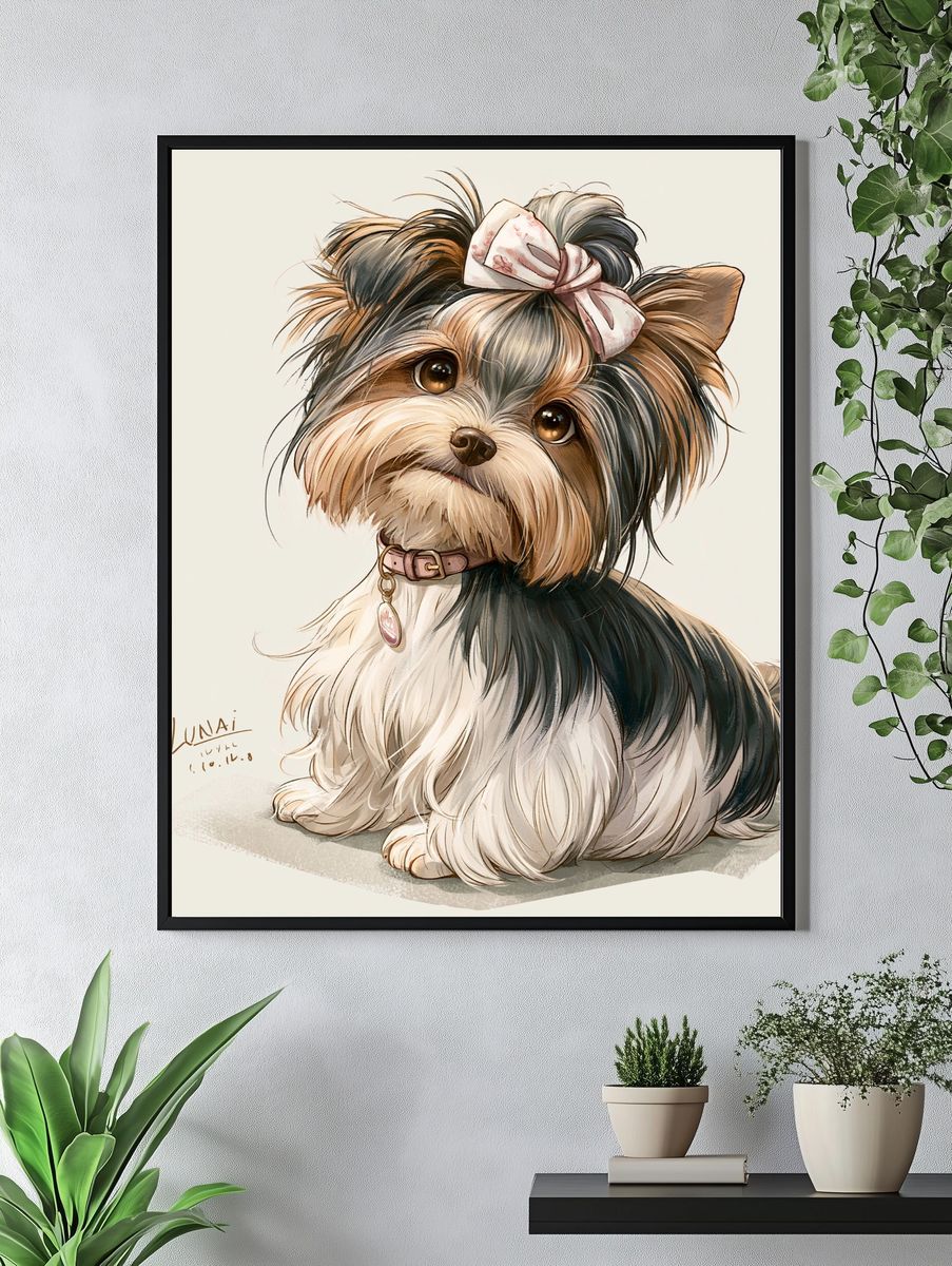 Yorkshire Terrier Portrait Print. — room view 4