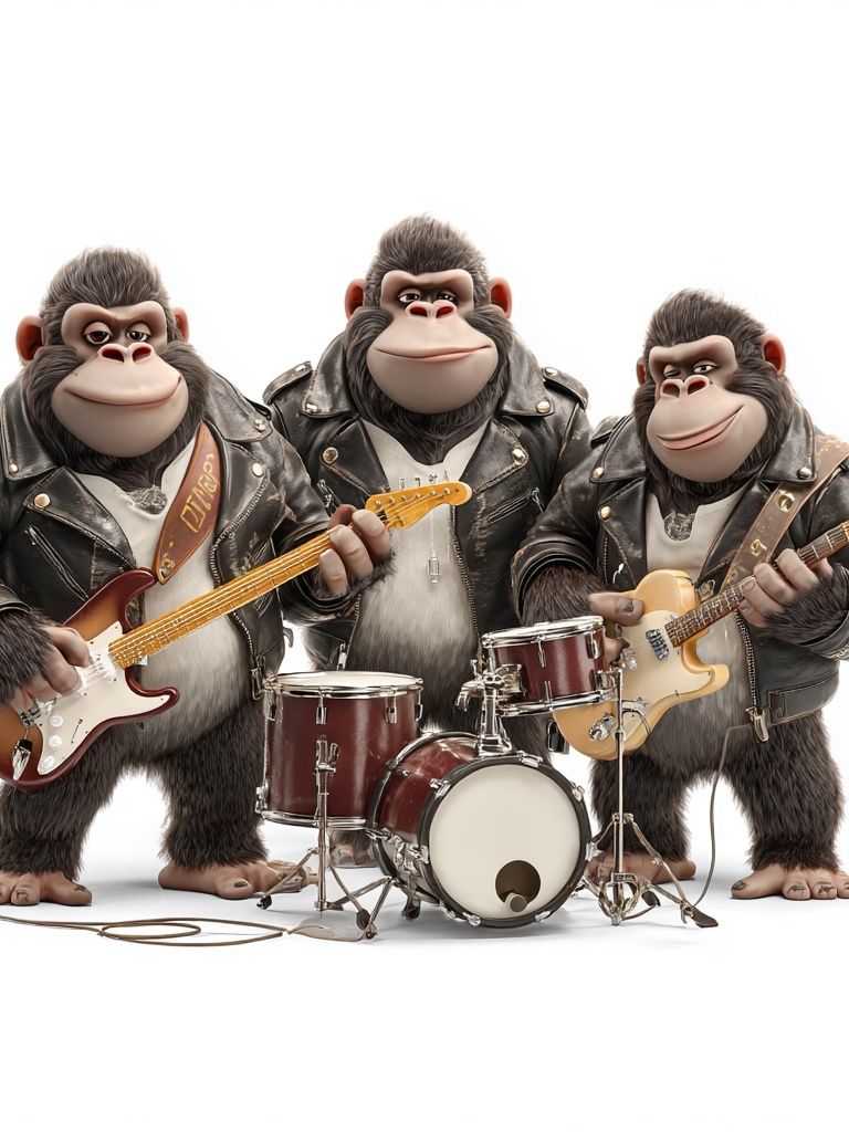 Rocking Gorillas Band Illustration Poster. poster — animals art