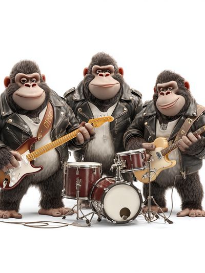 Rocking Gorillas Band Illustration Poster.