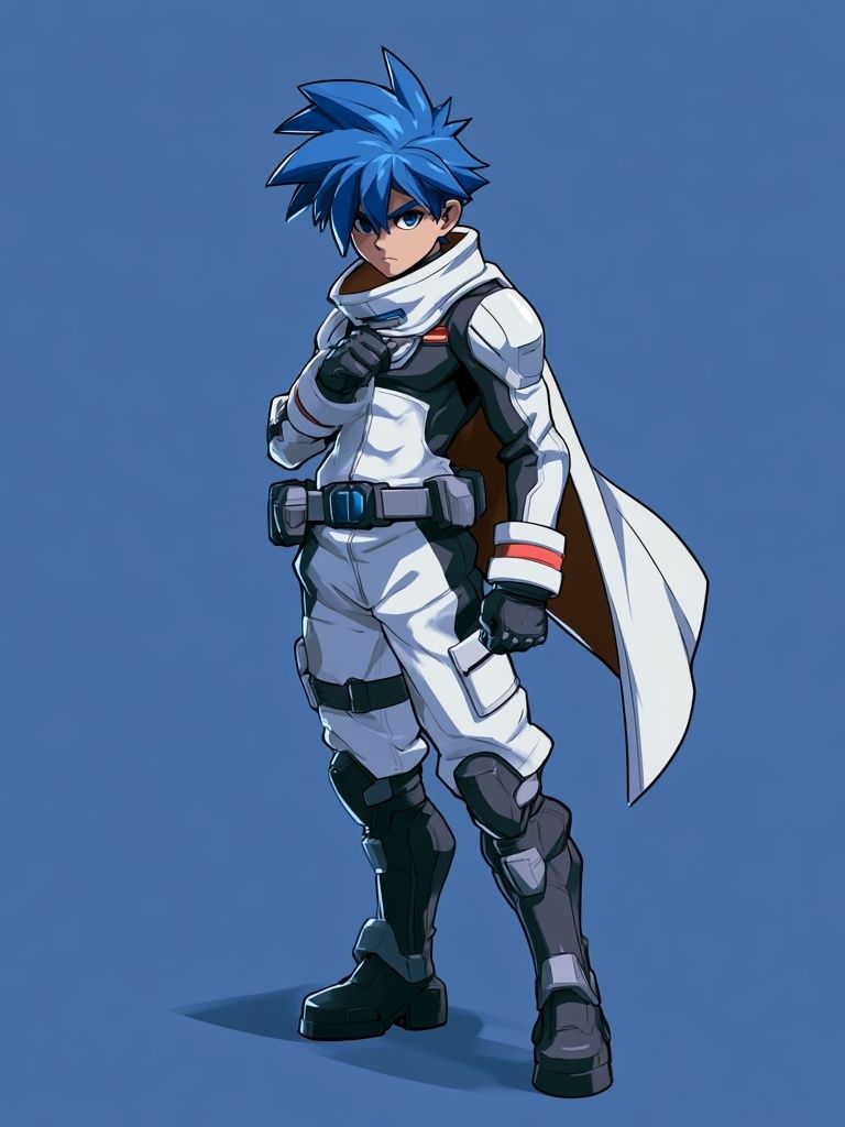 Blue-Haired Anime Hero Poster. poster — anime art