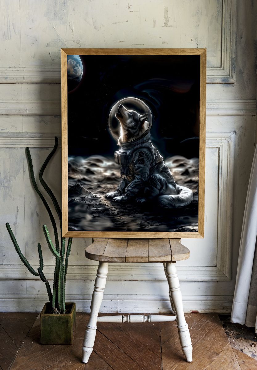 Astronaut Husky Space Illustration Poster. room preview