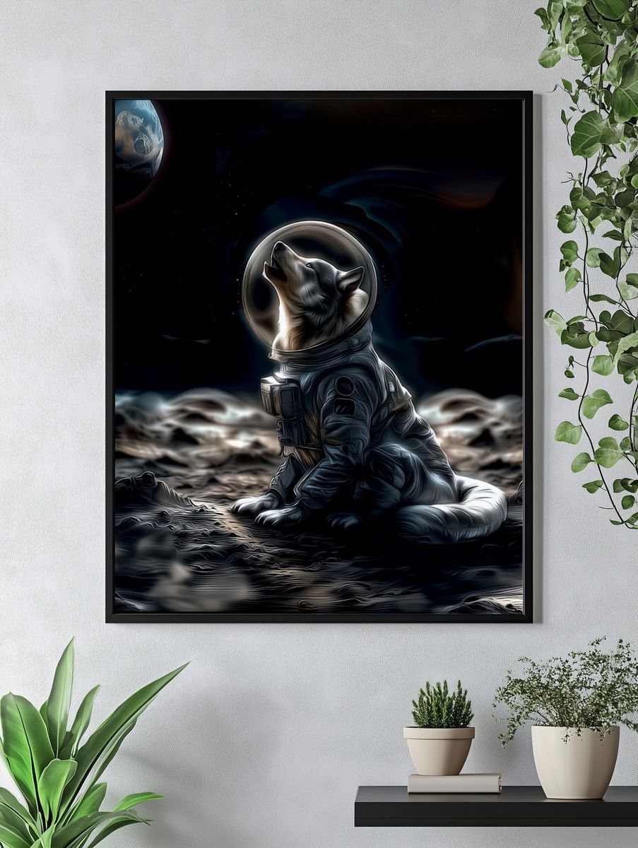 Astronaut Husky Space Illustration Poster. — room view 4