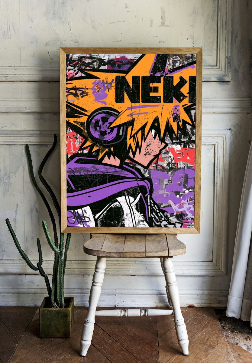 Graffiti Anime Portrait Poster. room preview