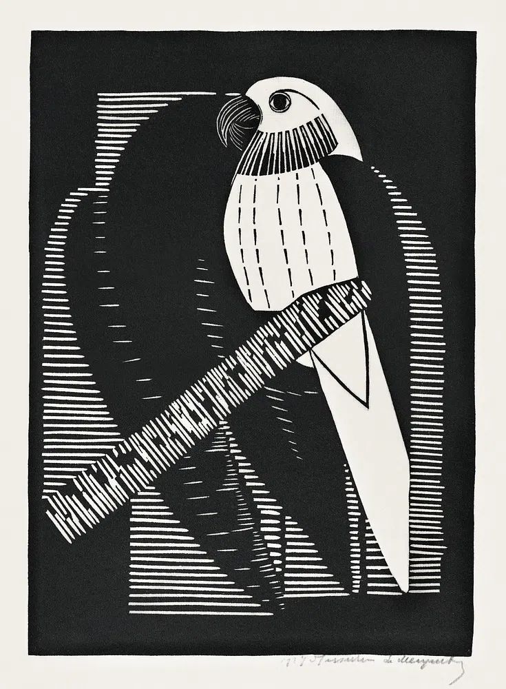 Parakeets (Parkieten) (1927) print high. poster — animals art