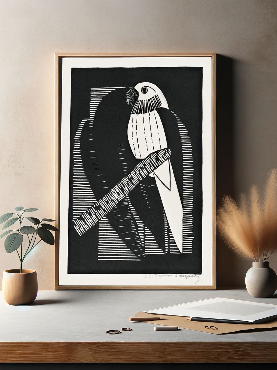 Parakeets (Parkieten) (1927) print high. — room view 2