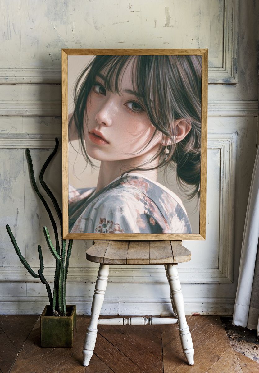Soft Portrait Illustration Print. room preview