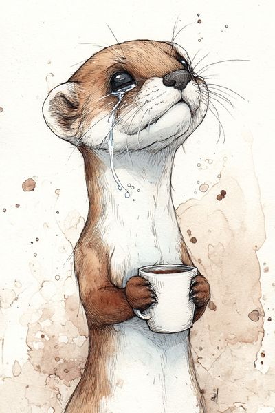 Crying Otter Watercolor Poster. poster print