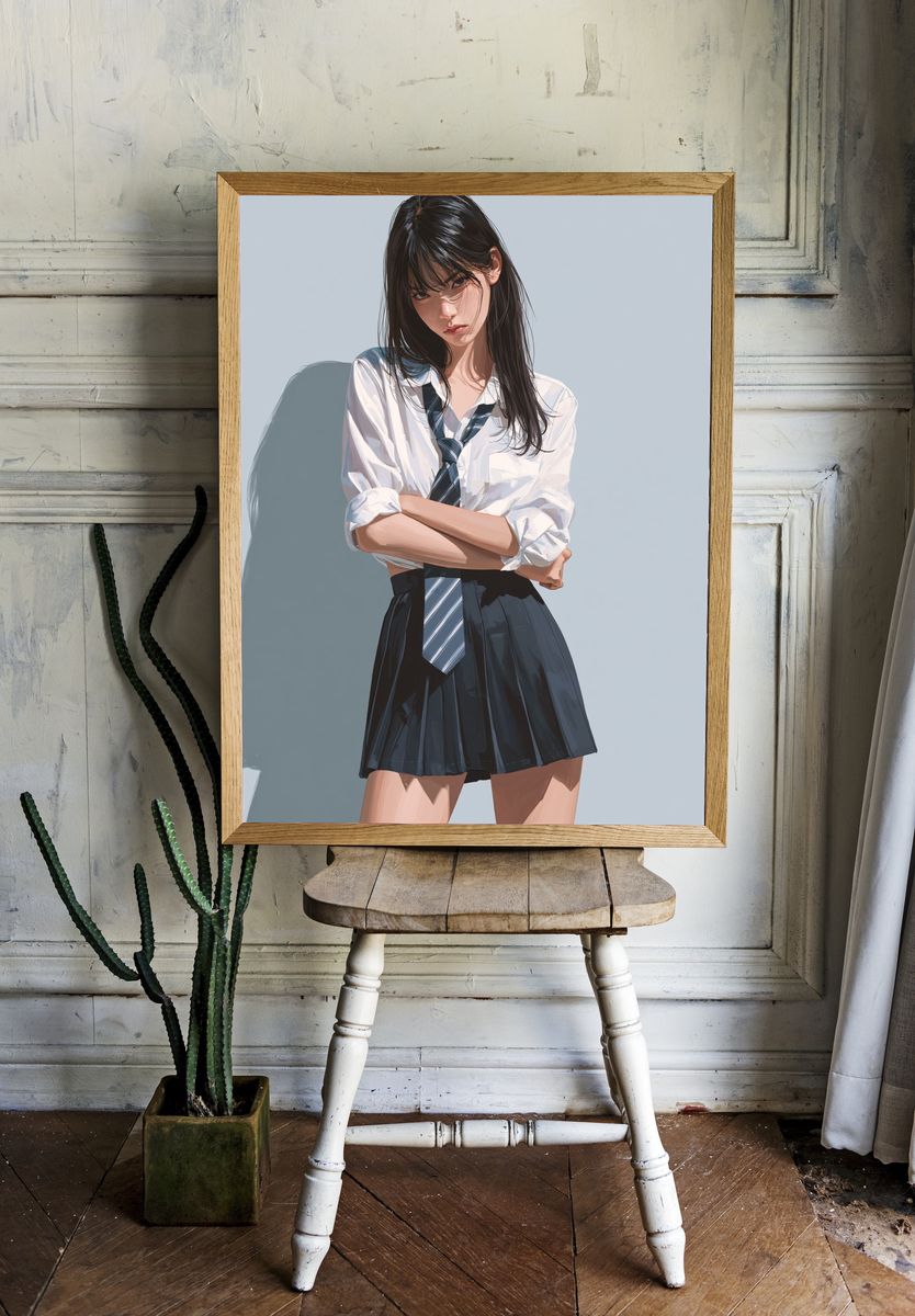 Schoolgirl Portrait Illustration Poster. — room view 1