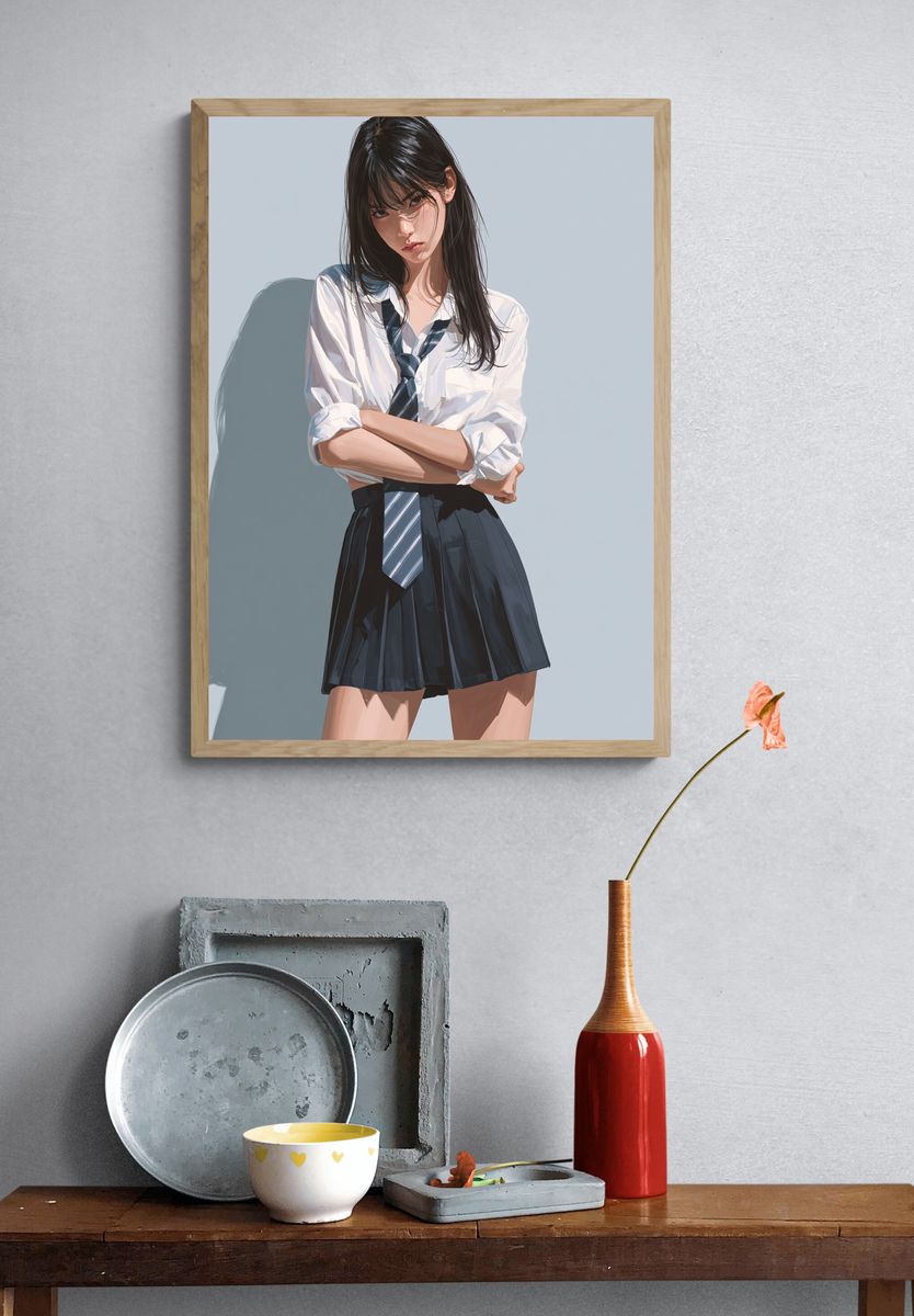 Schoolgirl Portrait Illustration Poster. — room view 3