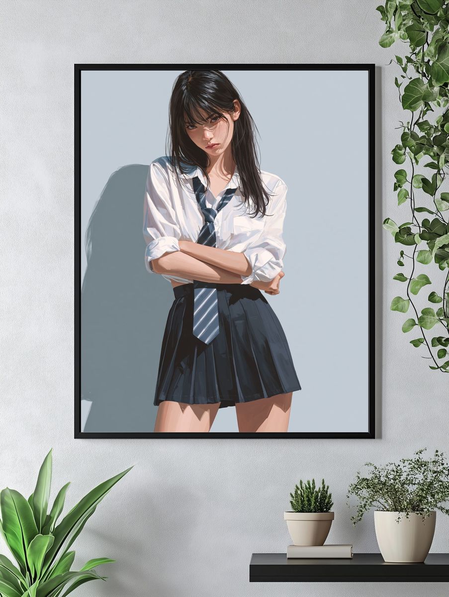 Schoolgirl Portrait Illustration Poster. — room view 4