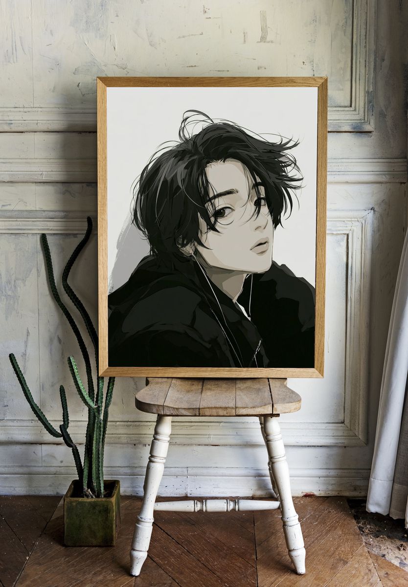 Anime Portrait — Digital Art Print. room preview