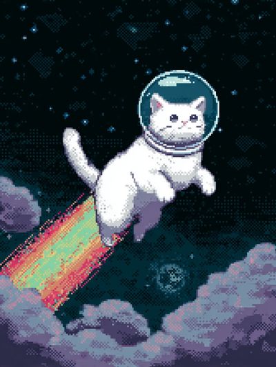 Astronaut Cat Pixel Art Poster. poster