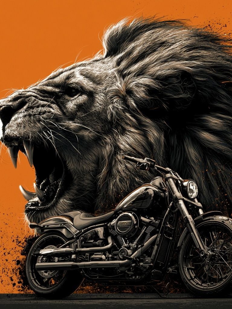 Roaring Lion Motorcycle Poster. poster detail