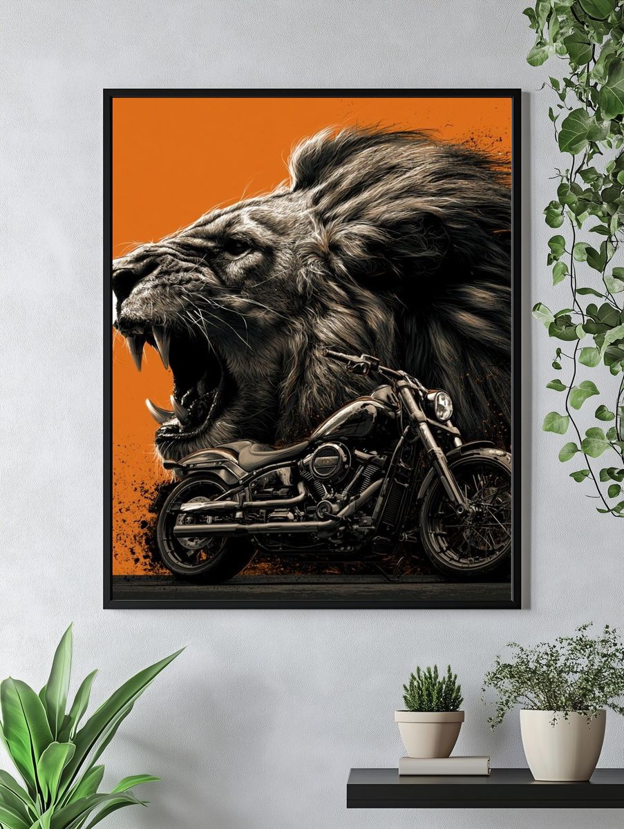 Roaring Lion Motorcycle Poster. — room view 4