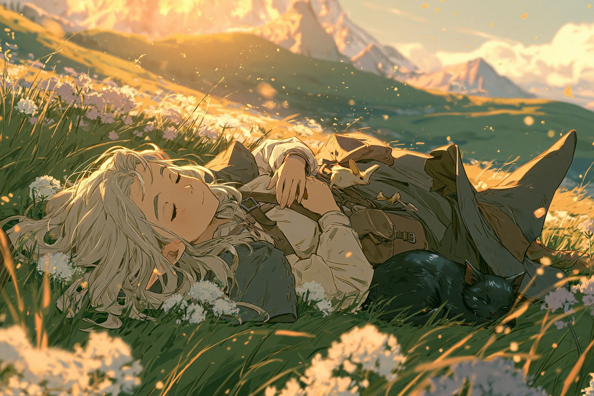 Dreamy Meadow Rest Anime Print. poster detail