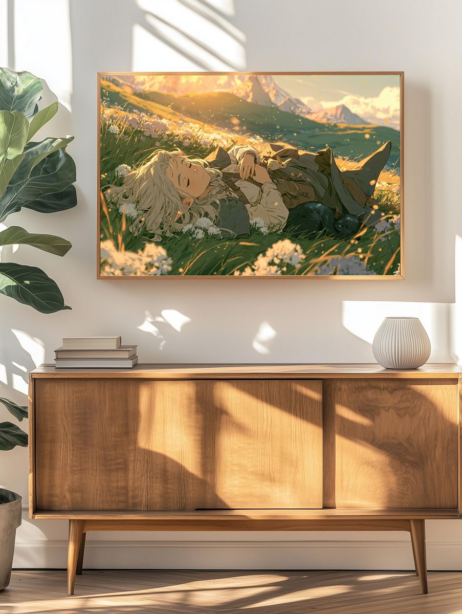 Dreamy Meadow Rest Anime Print. — room view 3