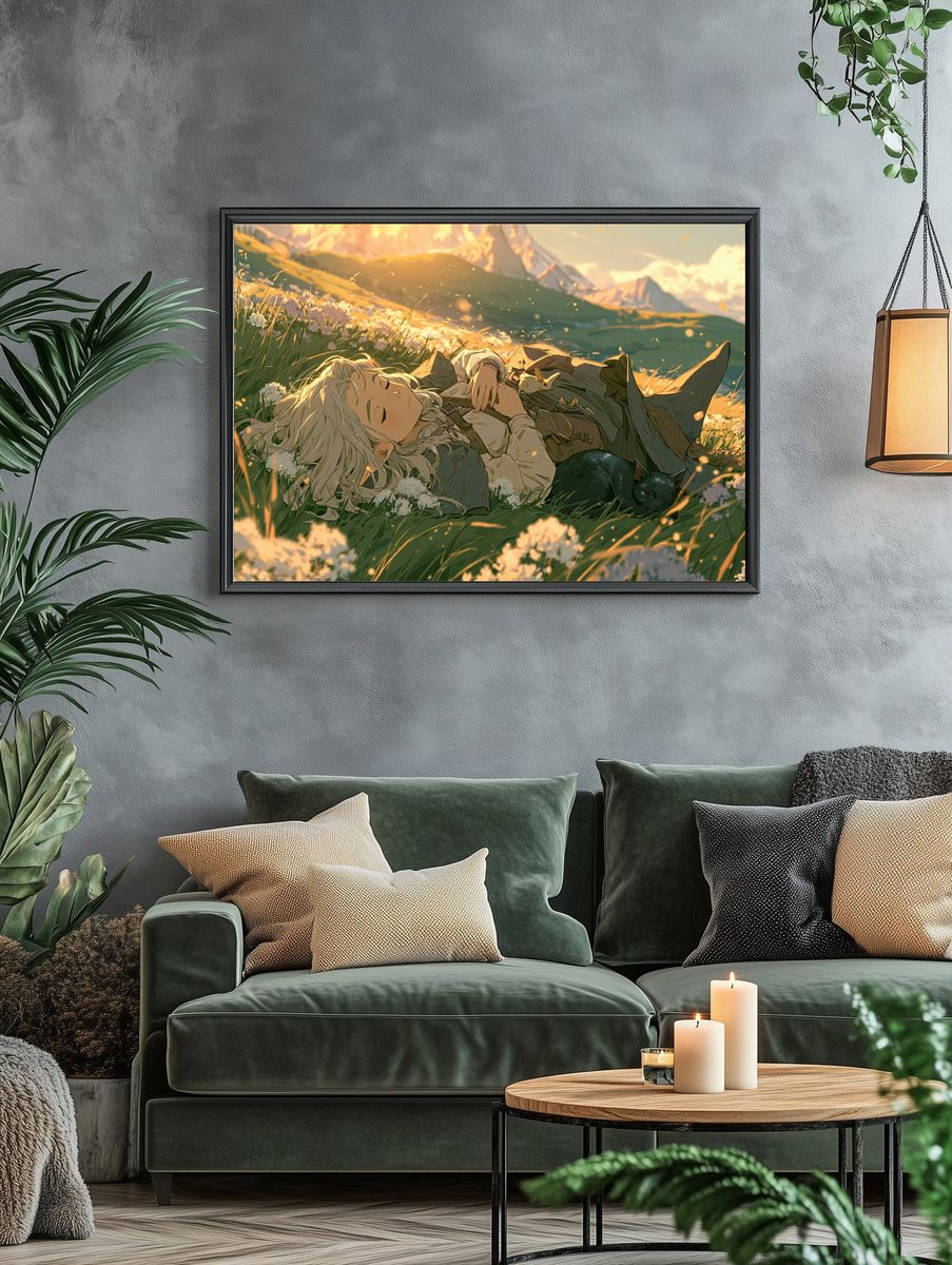Dreamy Meadow Rest Anime Print. — room view 4