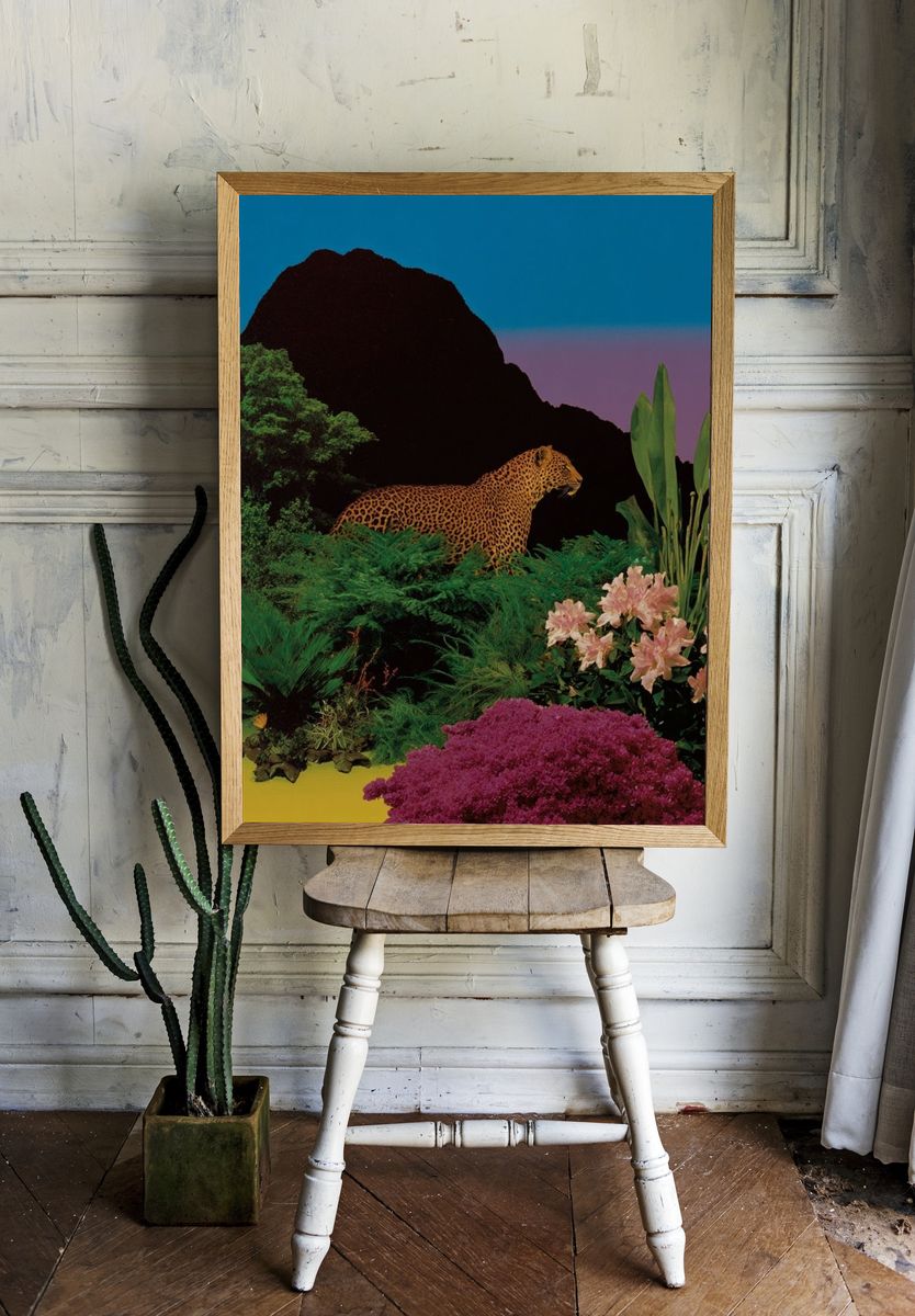 Jungle Leopard Collage Poster. — room view 1