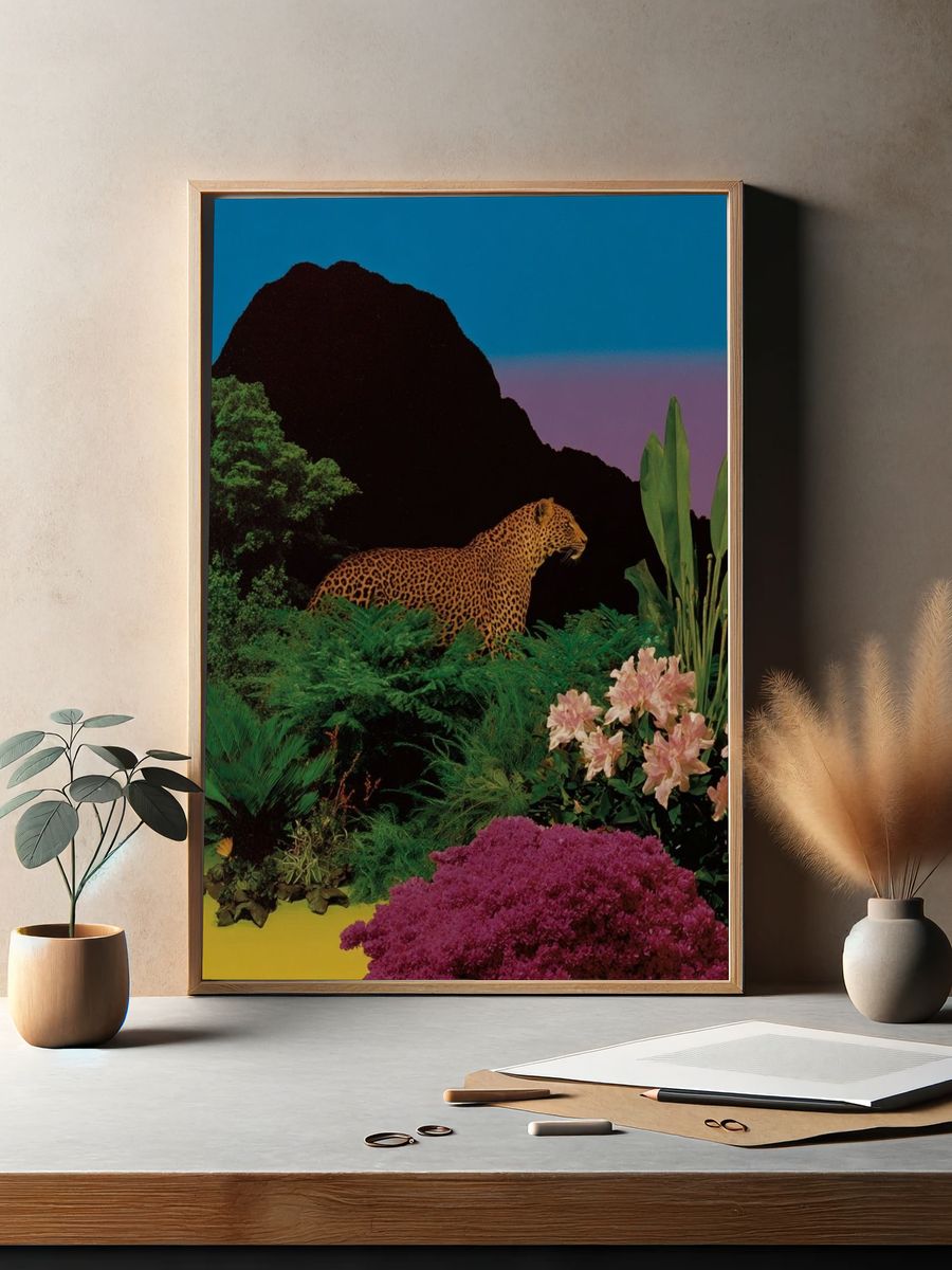 Jungle Leopard Collage Poster. — room view 2