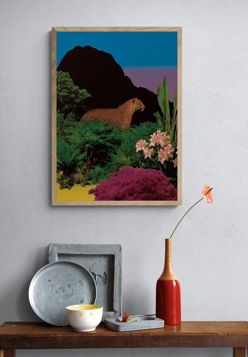 Jungle Leopard Collage Poster. — room view 3