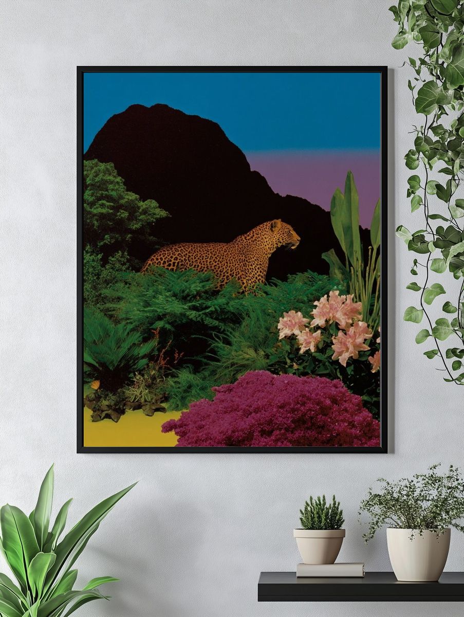 Jungle Leopard Collage Poster. — room view 4