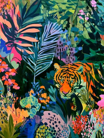 Jungle Tiger Botanical Print.