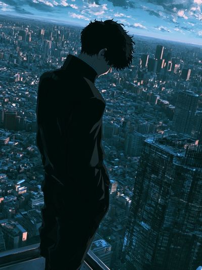 Anime City Skyline Silhouette Poster. poster print