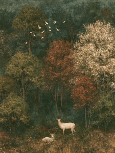 Autumn Deer Forest Print.