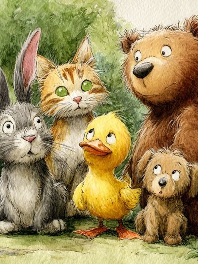 Whimsical Forest Friends Watercolor Poster. poster print