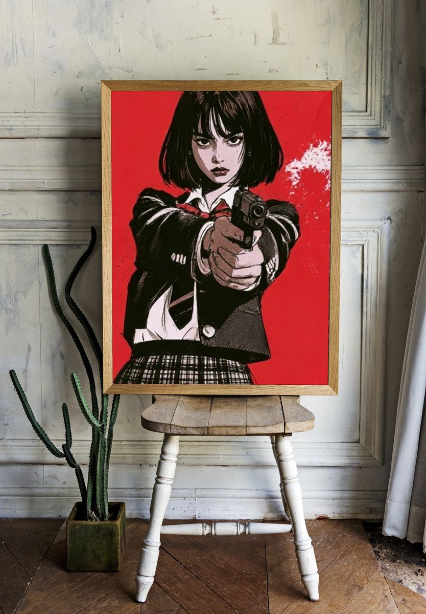 Anime Gun Girl Illustration Poster. room preview
