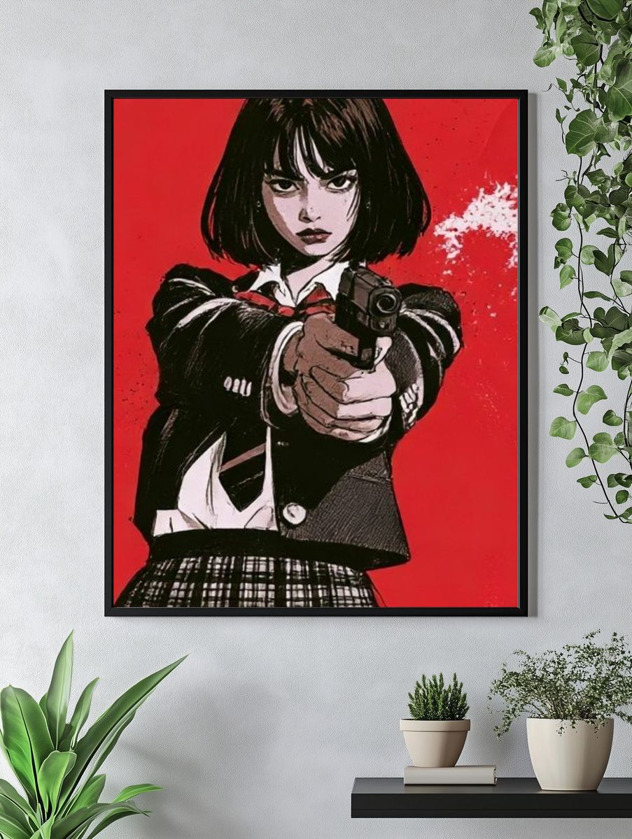 Anime Gun Girl Illustration Poster. — room view 4