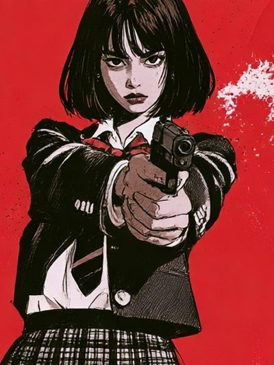 Anime Gun Girl Illustration Poster.