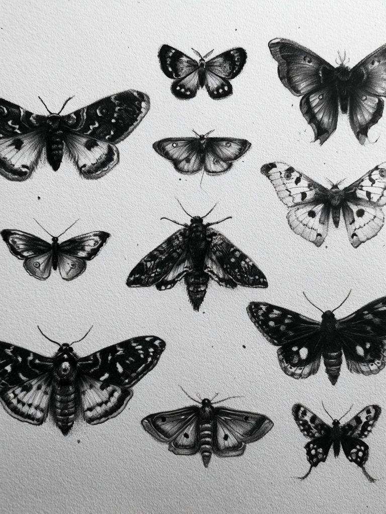 Butterfly Study Black-White Print. poster — animals art