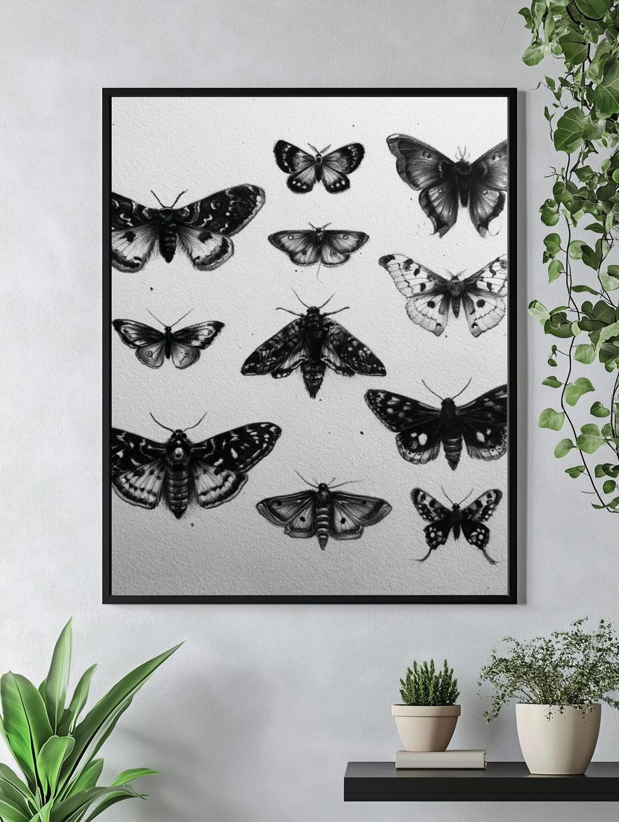 Butterfly Study Black-White Print. — room view 4