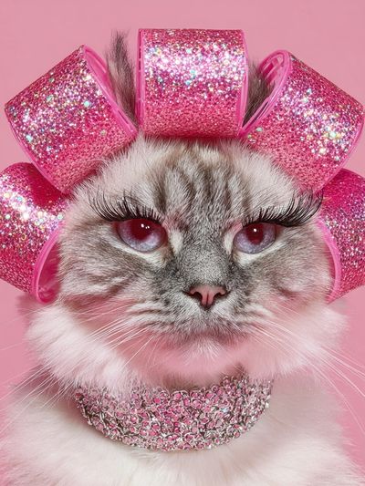 Glitter Cat Portrait Print.