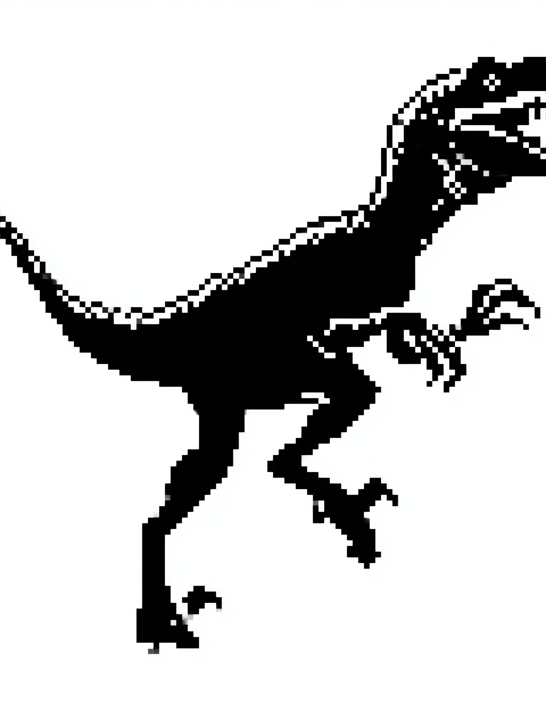 Pixel Raptor Silhouette Poster. poster detail